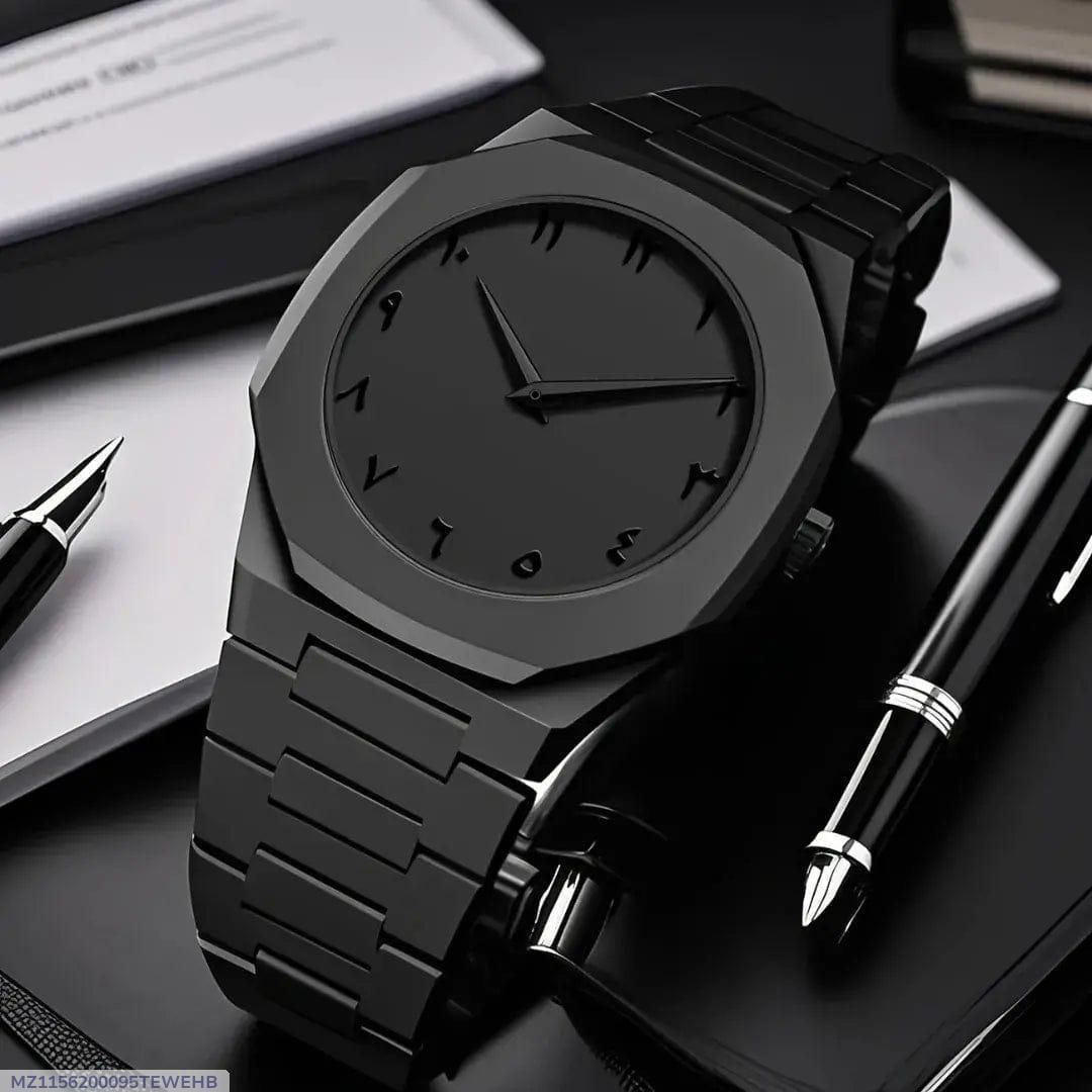 Black Carbon Fiber Men's Quartz Watch | Matte Black Luxury Wrist Watch