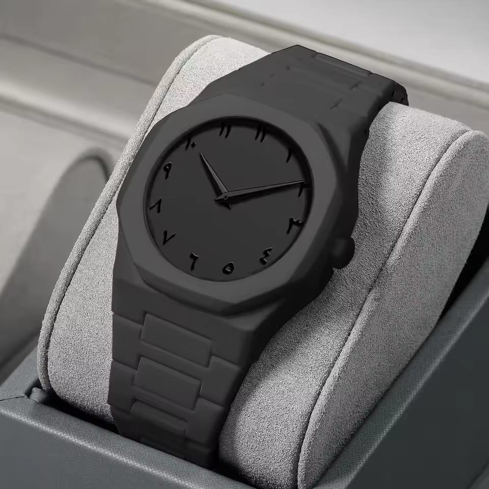 Black Carbon Fiber Men's Quartz Watch | Matte Black Luxury Wrist Watch