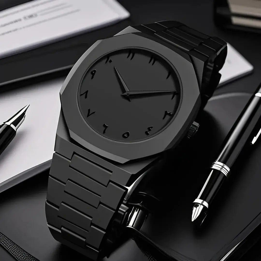Black Carbon Fiber Men's Quartz Watch | Matte Black Luxury Wrist Watch