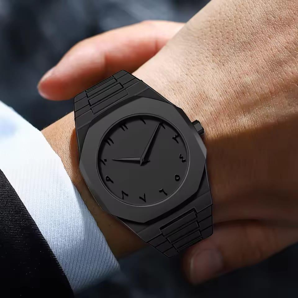 Black Carbon Fiber Men's Quartz Watch | Matte Black Luxury Wrist Watch
